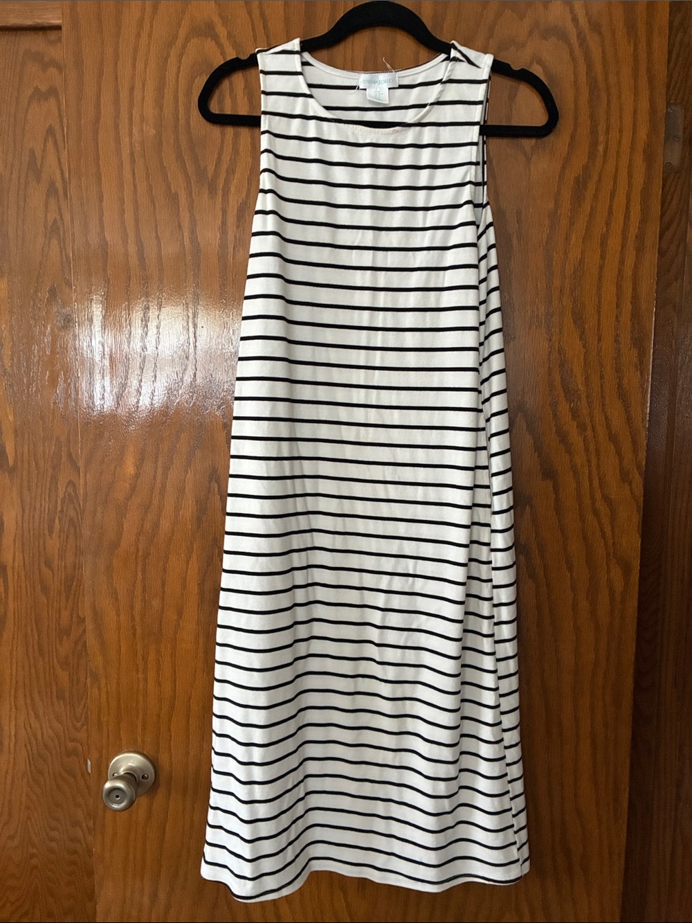 Cynthia Rowley Black & White Striped Sleeveless A-Line Dress